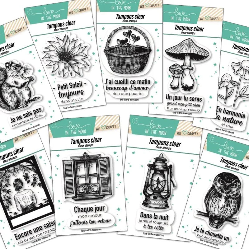 Pack de 9 planches de tampons sentiments